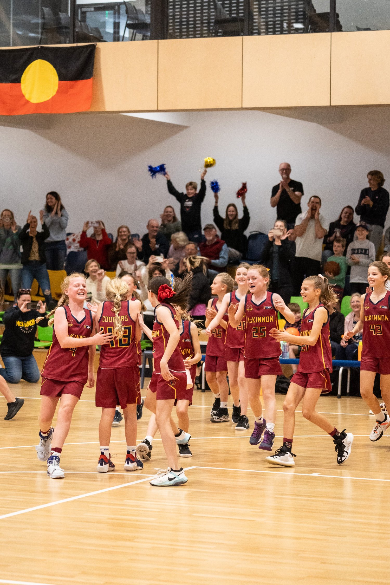 A Cougars team celebrating a win