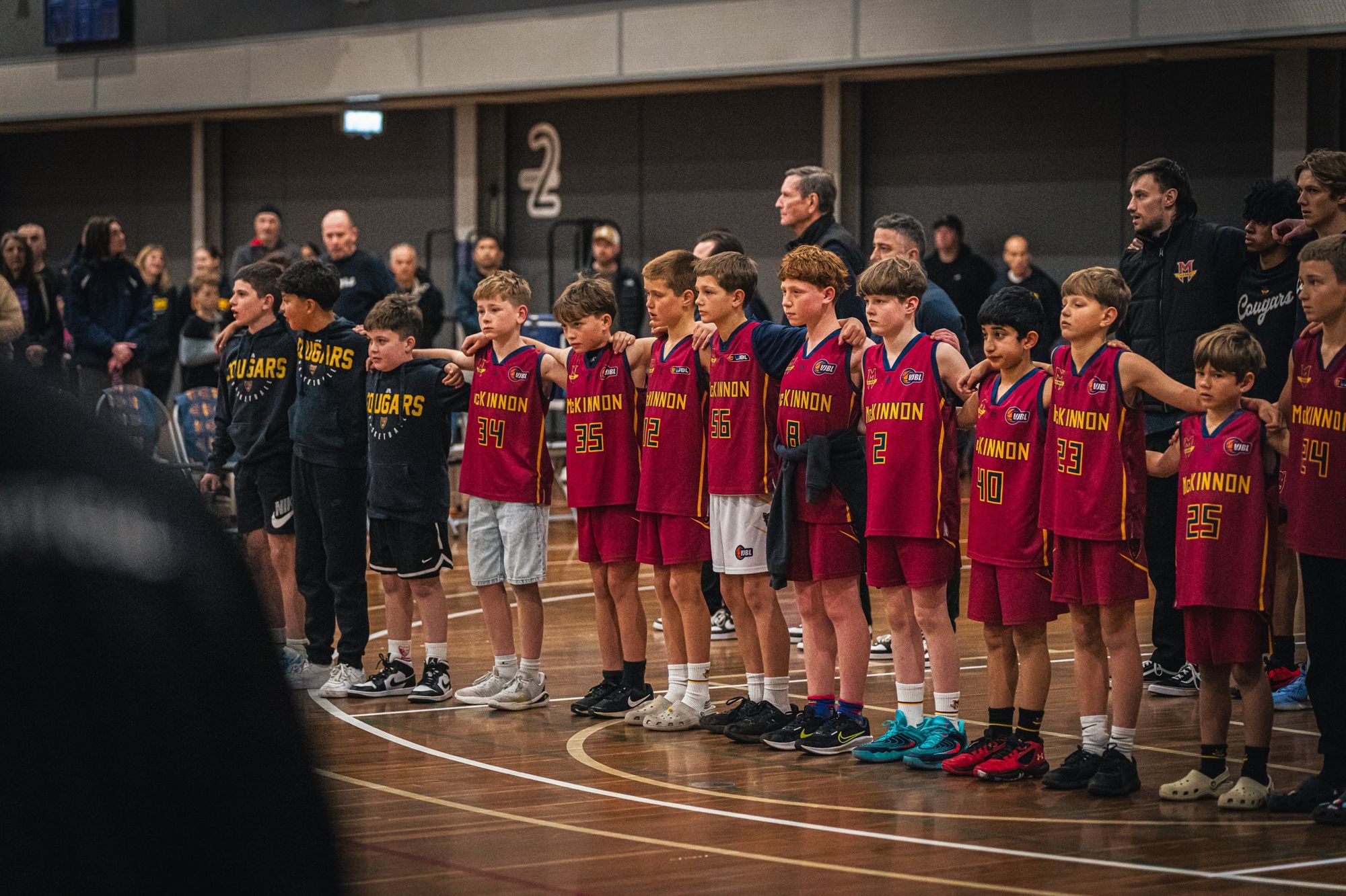 McKinnon players lined up on court
